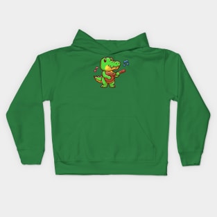 Cute Crocodile Playing Guitar Cartoon Kids Hoodie